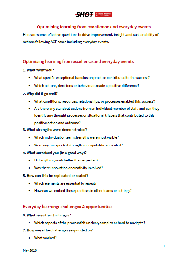 Screenshot of the pdf text of the document optimising learning from excellence and everyday events.